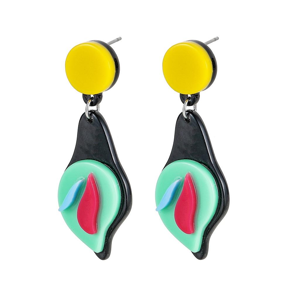 Creative Acrylic Exaggerated Contrast Color Earrings Fashion Irregular Three-dimensional Pattern Candy Color Fresh Earrings Female