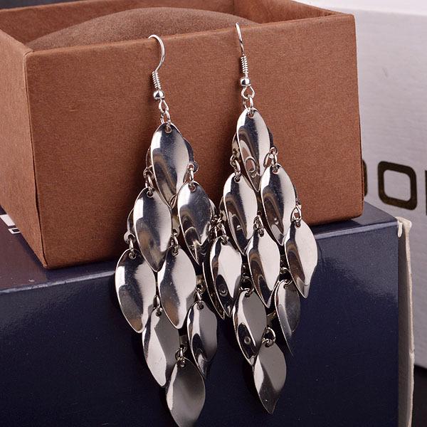 Long earrings metal fashion earrings shiny water drop disc earrings direct supply