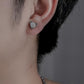 Punk personality fashion street temperament stainless steel triangle full diamond rivets asymmetric earrings men