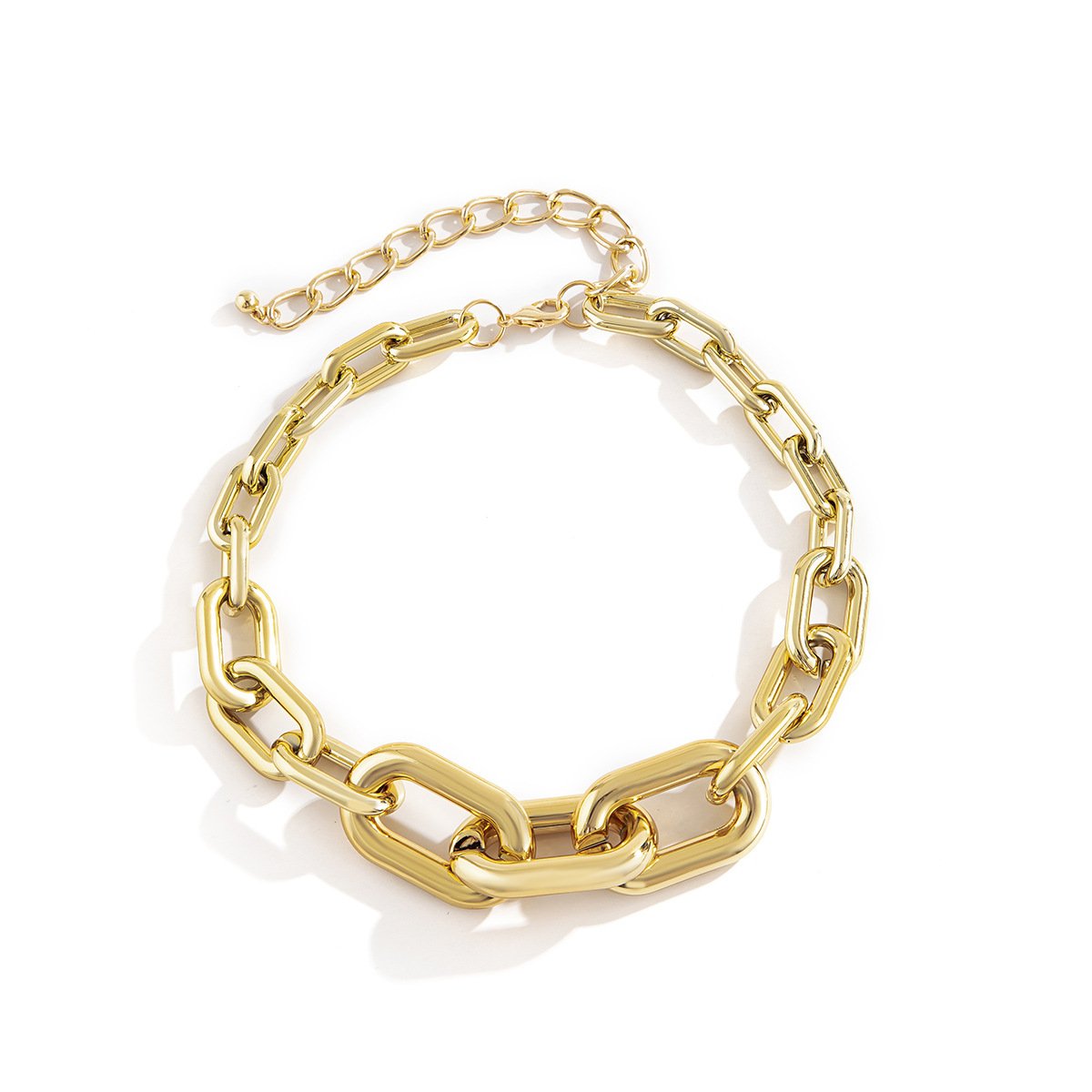 Jewelry Punk Hip Hop Thick Chain Clavicle Necklace Retro Simple Metal Buckle Single Layer Necklace Female