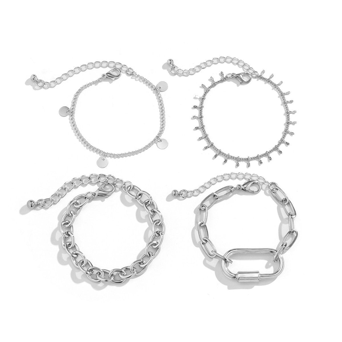 Jewelry Punk Hip Hop Cross Chain Bracelet Set Versatile Metal Buckle Sequin Hand Jewelry Women