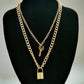 Accessories retro temperament personality geometric pendant necklace double lock all-match necklace
