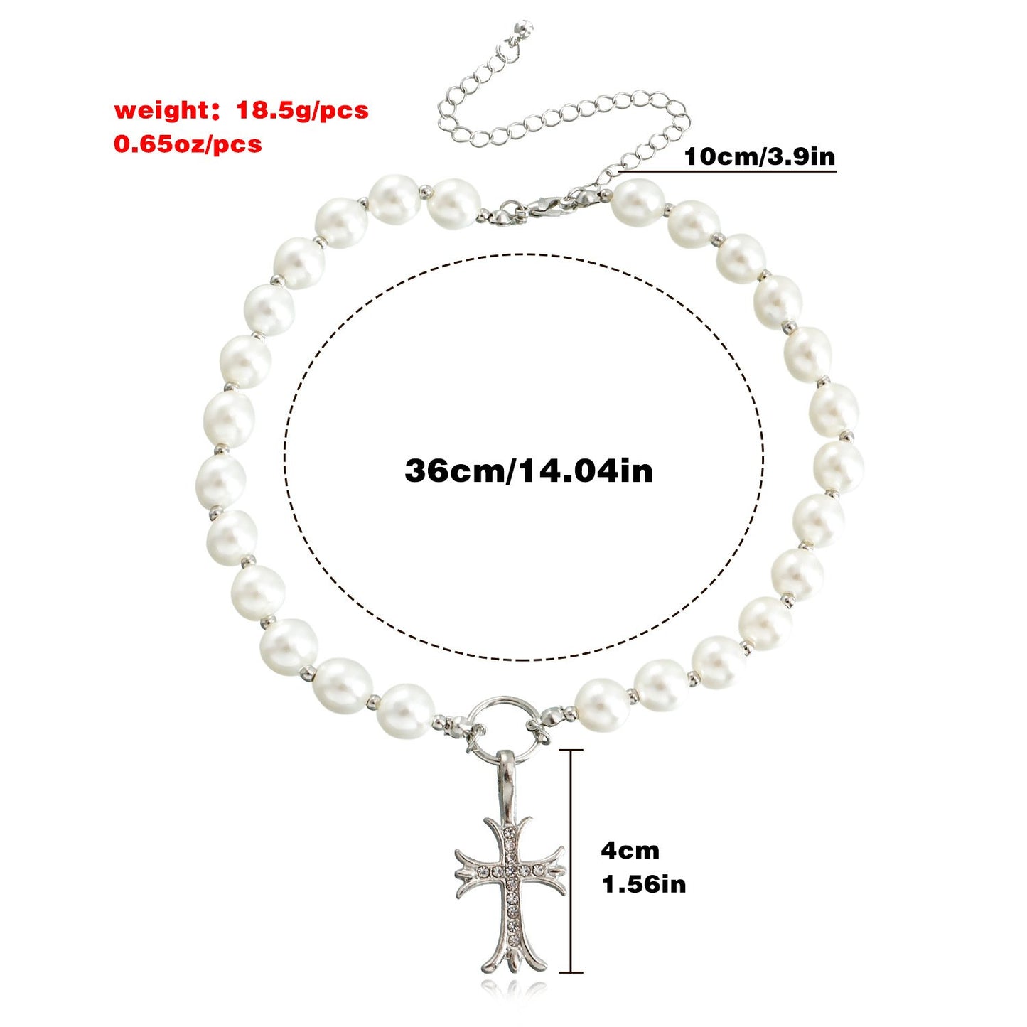 Jewelry Geometric Diamond Cross Shell Bead Beaded Necklace Clavicle Chain Women's Advanced Sense Light Luxury