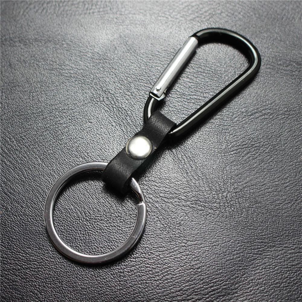 The first layer of cowhide key chain mountaineering bag pendant buckle large aluminum spring hanging buckle outdoor simple and light cup buckle