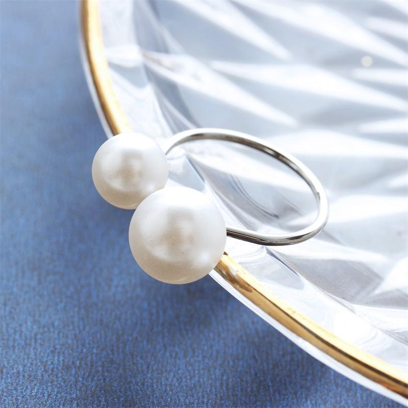 656 Hand Decoration Elegant Lady Style U-Shape Size Pearl Opening Adjustable Ring