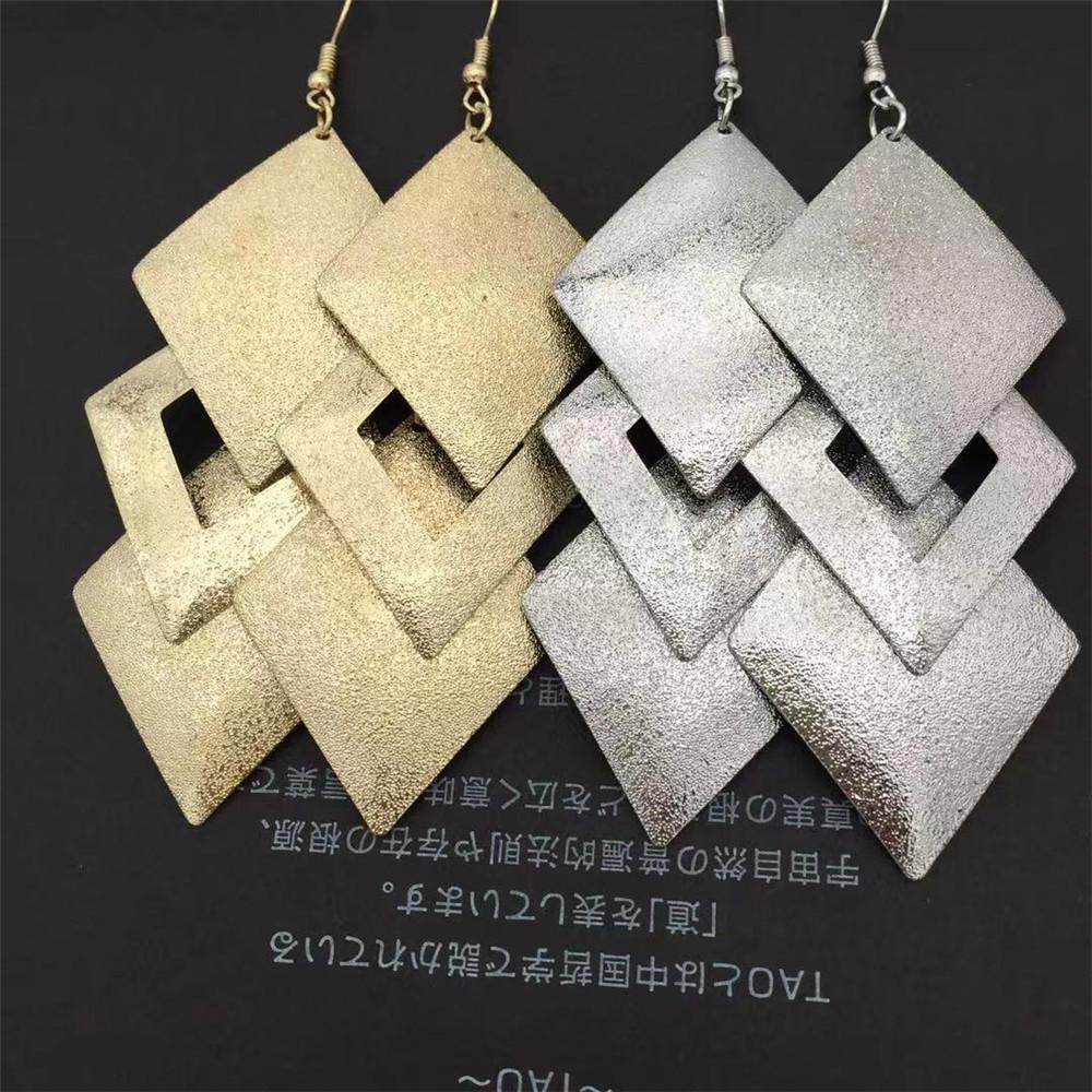 Multilayer Rhombus Metal Sheet Long Earrings Exaggerated Earrings Fashion Fashion Accessories Earrings