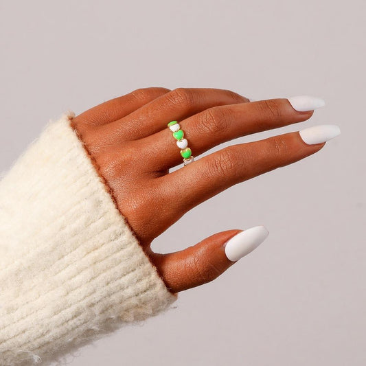 Fashion Magazine Ladies Stainless Steel Creative Design Simple Opening Small Heart Adjustable Ring