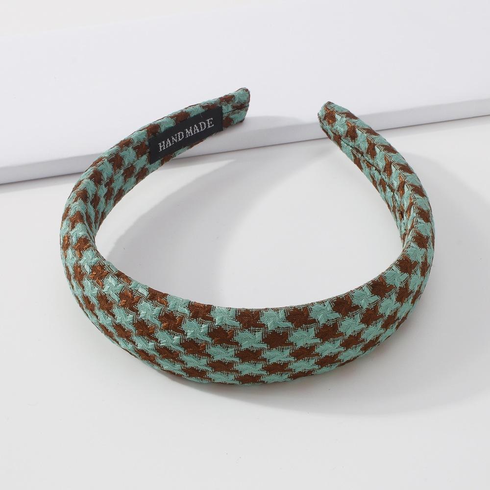 F3889 Fashion Temperament Retro Headwear Temperament Net Red Simple Hairpin Elegant Plaid Wide Brimming Headband Female