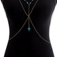 Jewelry Simple One-piece Halter Geometric Turquoise Chest Chain Sexy Night Bikini Necklace Female