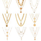 Retro Multilayer Necklace Creative Coin Love Lock Sweater Chain Metal Thick Chain Clavicle Chain Accessories
