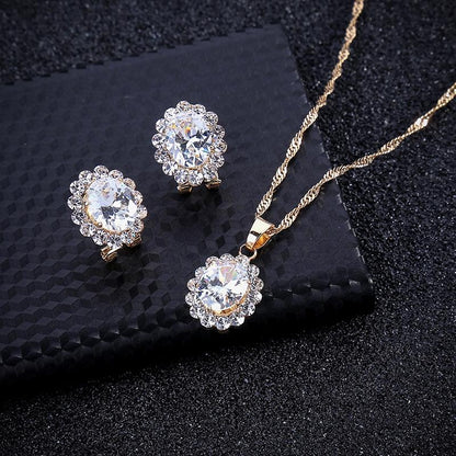 Autumn and Winter Bridal Jewelry Set Gemstone Diamond Necklace Two-piece Set Jewelry