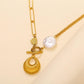 Baroque Irregular Pearl Love OT Buckle Titanium Steel Necklace Multi-layer Splicing Clavicle Chain Shell Pendant Jewelry