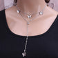 Jewelry Fashion Double Layer Alloy Butterfly Pendant Necklace Feminine Tassel Rhinestone Long Pendant