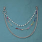 Jewelry personality pearl chain metal waist chain ins fashion multi-color pin multi-layer pants chain