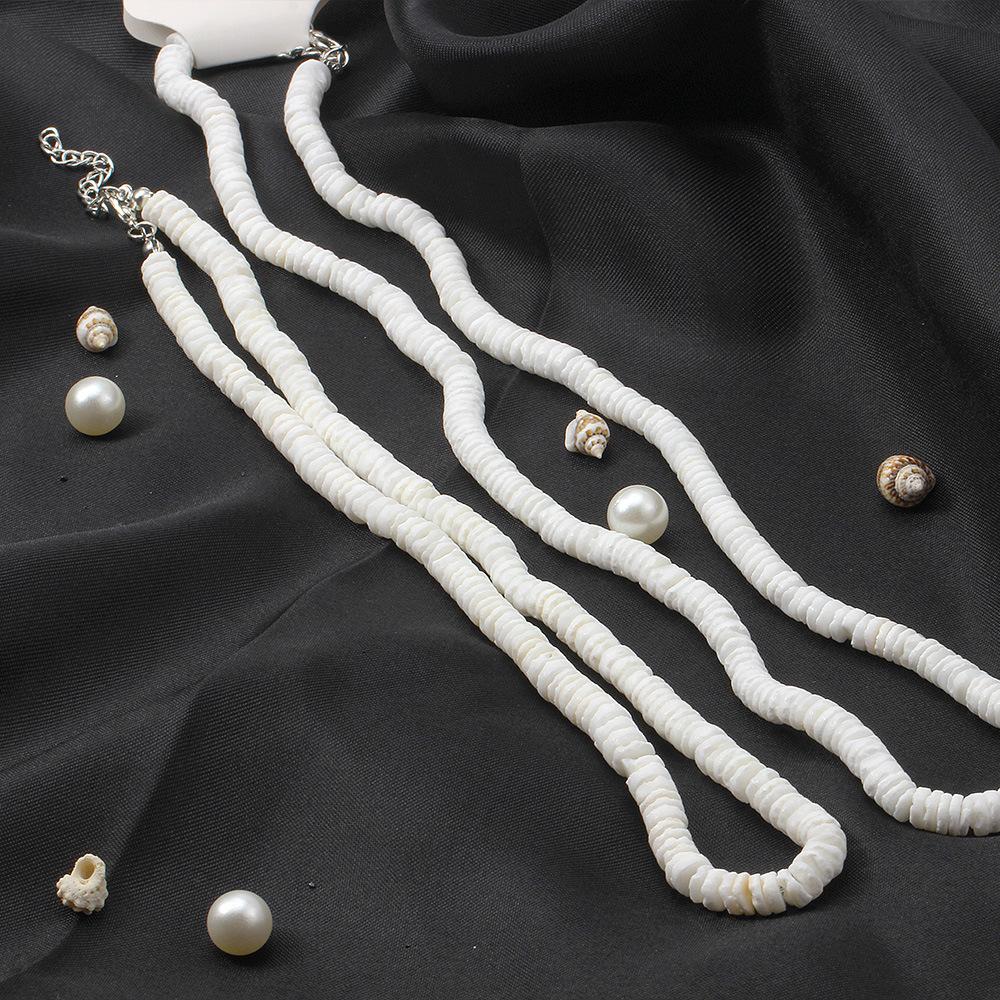 White Ocean Elements Round Broken Shell Conch Choker Beach Vacation Items Jewelry