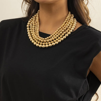 Jewelry Punk Exaggerated Ball Chain Necklace Trend Personality Geometric Beaded Clavicle Necklace