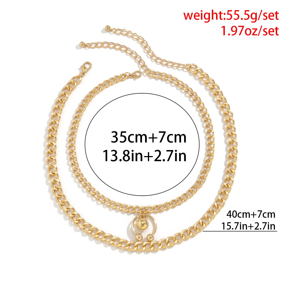 Jewelry Hip Hop Simple Geometric Bead Drop Ball Necklace Fashion Metal Chain Clavicle Necklace Women