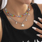 Jewelry Spice Girl Metal Planet Necklace Sweet Cool Pin Rice Bead Stitching Multilayer Necklace Female