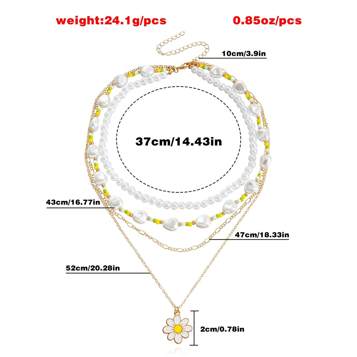 Jewelry fashion commuter temperament imitation pearl necklace hot girl multi-layer cool flower beaded necklace