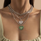 Retro Simple Metal Drop Nectarine Heart Necklace Female Hip Hop Geometric Chain Heart Shaped Necklace