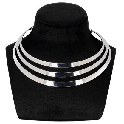 Fashion exaggerated metal hollow three-ring collar catwalk necklace clavicle chain jewelry