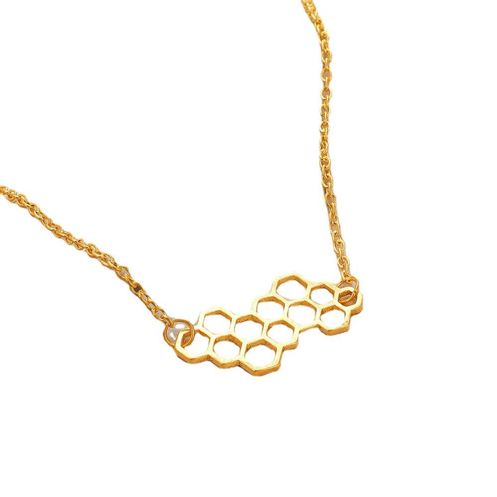 Export Fashion Simple Temperament Honeycomb Pendant Cross Chain Necklace Ladies Neck Jewelry