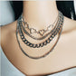 Hip Hop Punk Trend Pin Necklace Fashion Retro Multi-layer Key Lock Necklace Women