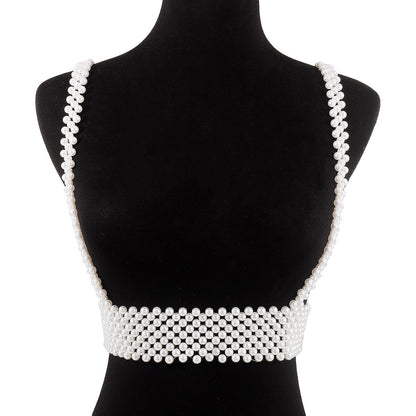 C417 Temperament Xiaoxiang Beaded Waist Seal Net Red Fashion Pearl Camisole Personalized Body Chain Female