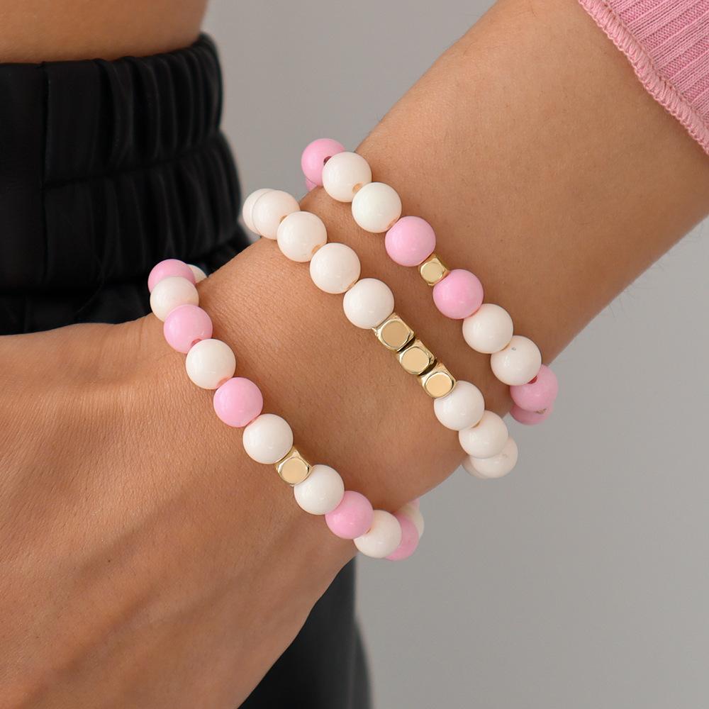 B1635 Mori Girls Jewelry Candy Color Sweet Fresh Bracelet Set Elastic Beads Elegant Bracelet