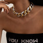 Jewelry Hip Hop Punk Mixed Color Hemp Necklace Thick Chain Necklace Geometric Hollow Single Layer Clavicle Necklace