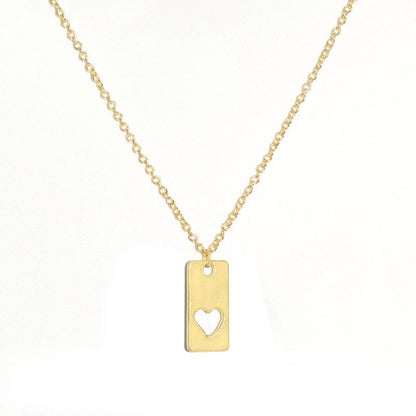 Jewelry Hollow Heart Shaped Geometric Cuboid Necklace Female Pendant Necklace Clavicle Chain
