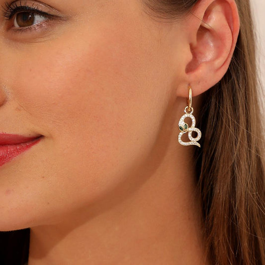 Personalized snake earrings fashion exaggerated copper micro-inlaid zircon eyes snake earrings jewelry women