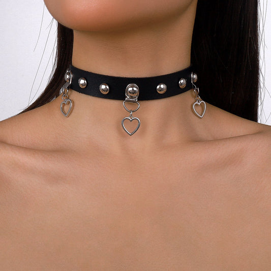 N153 Dark Punk Necklace Harajuku Leather Astronaut Love Butterfly Chain Necklace