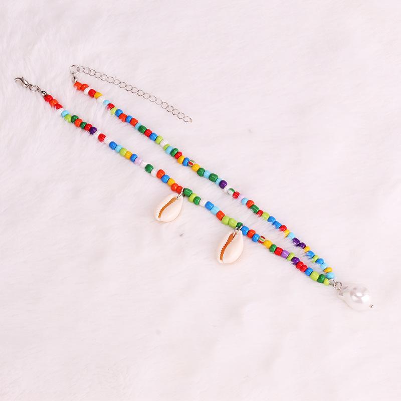 Jewelry Stained Glass Beads Beaded Shell Necklace Shaped Bead Pendant Holiday Necklace Female