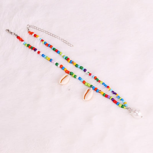 Jewelry Stained Glass Beads Beaded Shell Necklace Shaped Bead Pendant Holiday Necklace Female