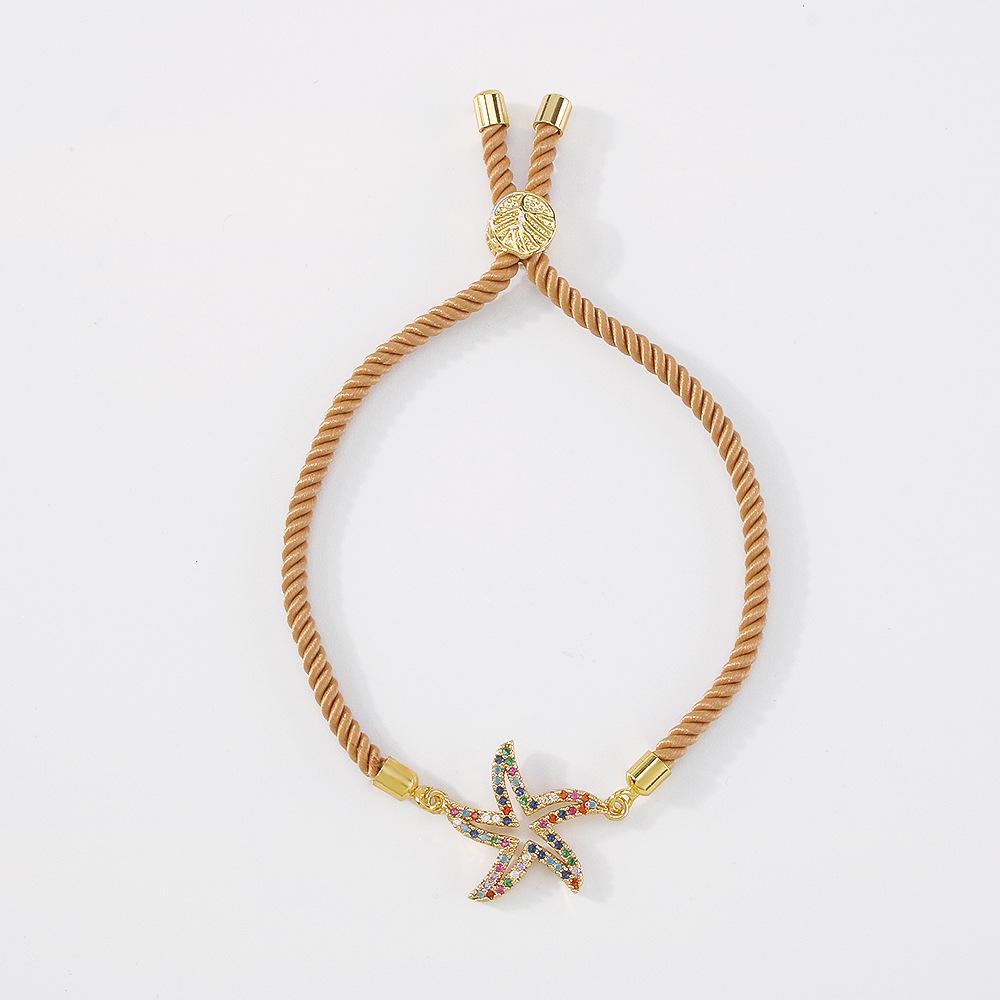 ZB25 Simple accessories niche woven pull-type hand rope starfish copper-plated zircon geometric bracelet women