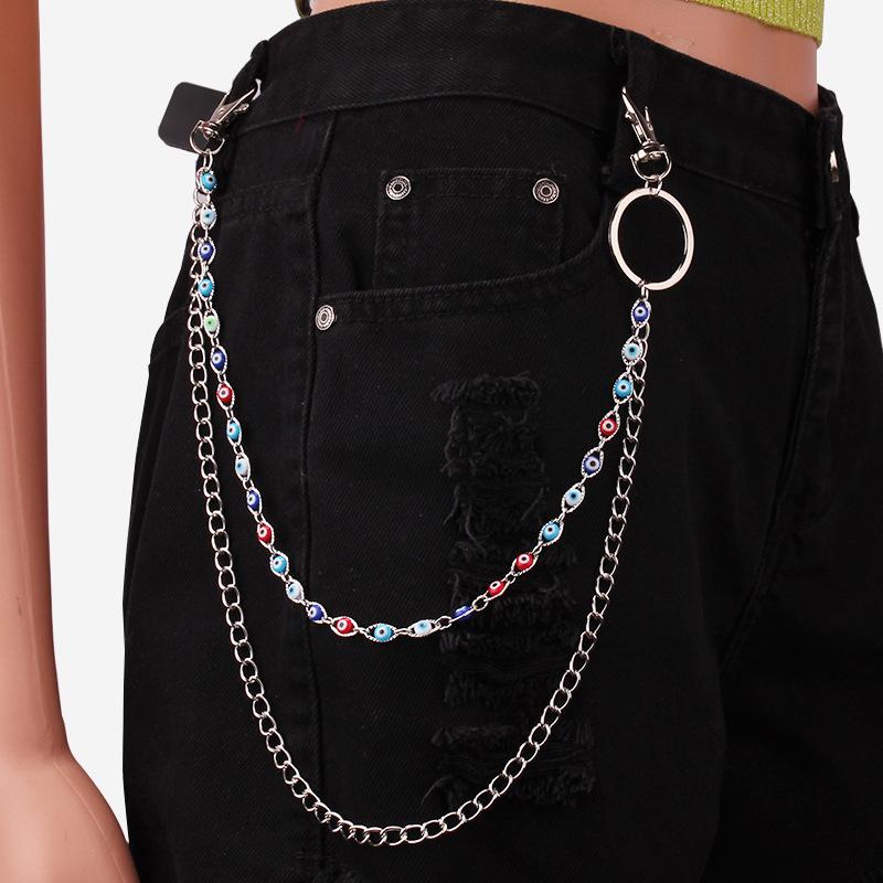 Jewelry ins simple sexy dripping oil devil's eye chain unisex ring decorative pants chain