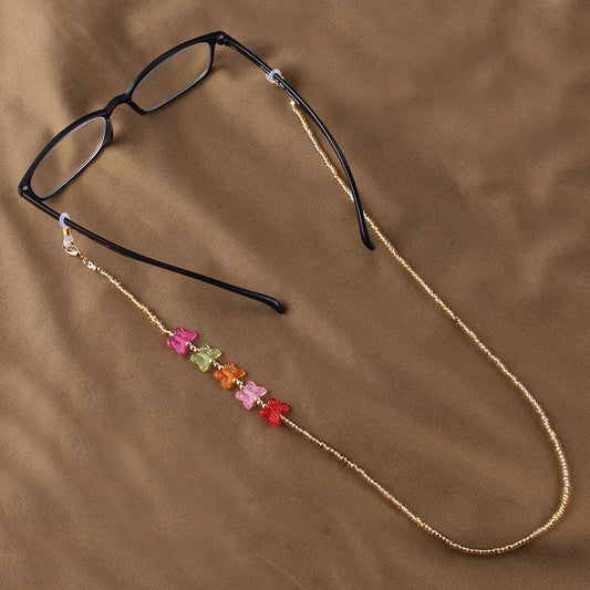 Fashion colorful butterfly handmade chain glass rice beads glasses chain mask anti-lost lanyard hanging chain