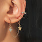 Simple Ear Stud Set Beaded Star Chain No Hole Ear Clip Cold One-piece Ear Hanging Single Female