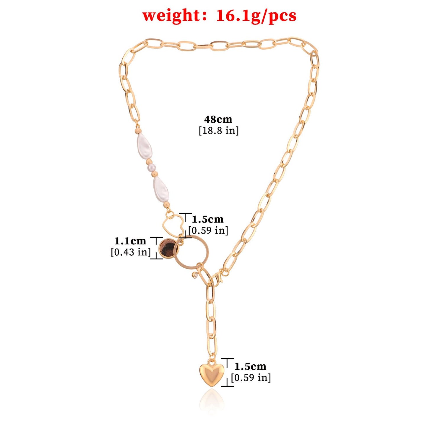 Jewelry Variety Wear Peach Heart Pendant Necklace Female Simple Geometric Ring Leopard Pearl Necklace