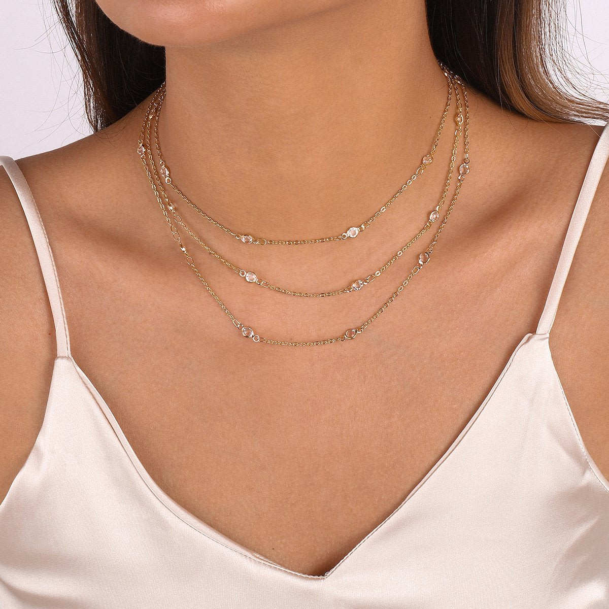 1347 fashion multi-layer choker necklace simple geometric niche temperament catwalk short collarbone necklace