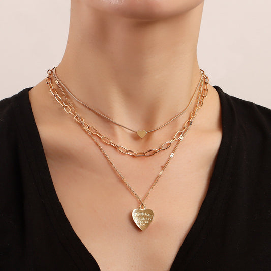 Jewelry Valentine's Day engraved 52 letters love pendant necklace female trend multi-layer ins necklace