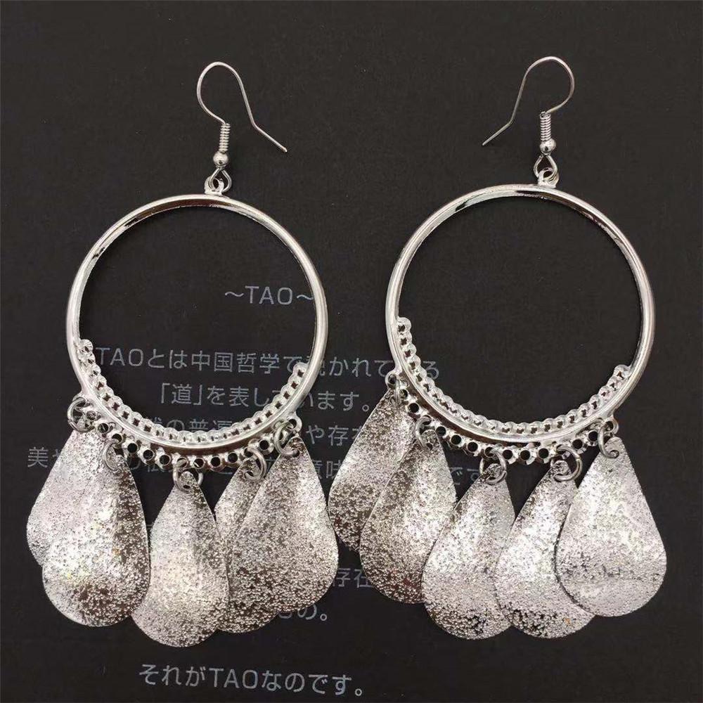 Water Drop Tassel Earrings Ethnic Fashion Metal Hoop Earrings Ladies Earrings