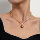 Jewelry Stereo Glossy Peach Heart Pendant Necklace Asymmetrical AB Style Pearl Small Hole Chain Necklace