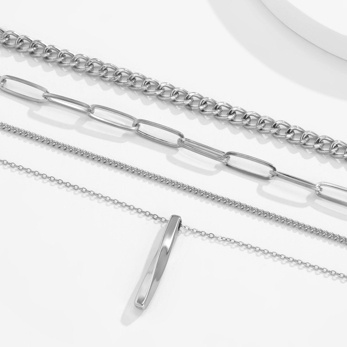 Jewelry Hip Hop Trend Geometric Spiral Rod Necklace Personality Metal Cross Chain Clavicle Necklace