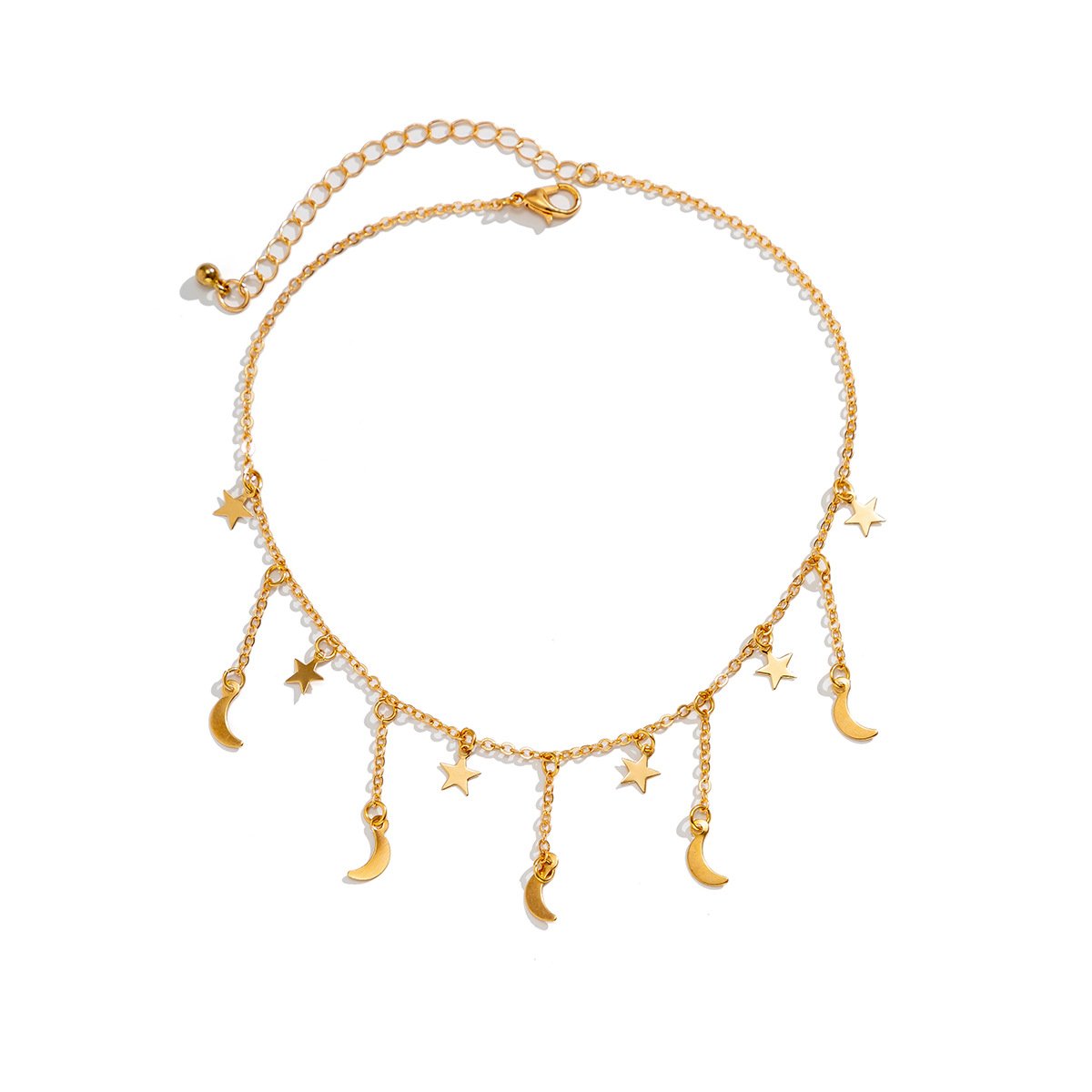 Jewelry Sweet Cool Simple Metal Chain Necklace Female Minority Star Moon Tassel Personality Clavicle Necklace