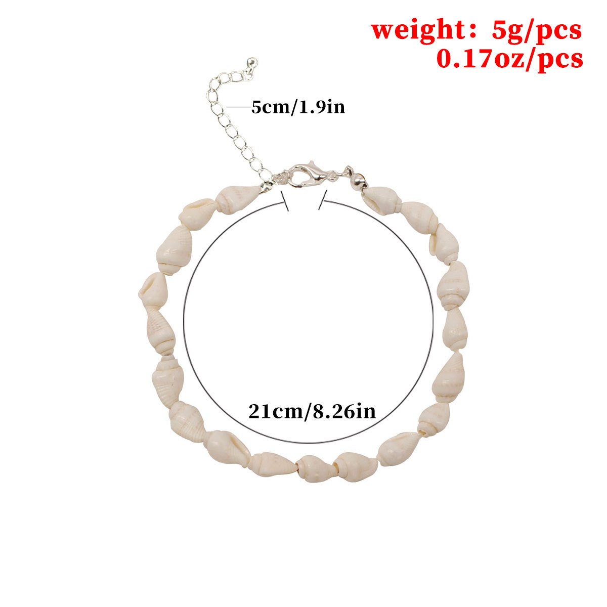 Fashion small conch shell decoration material scallop white beach anklet for women