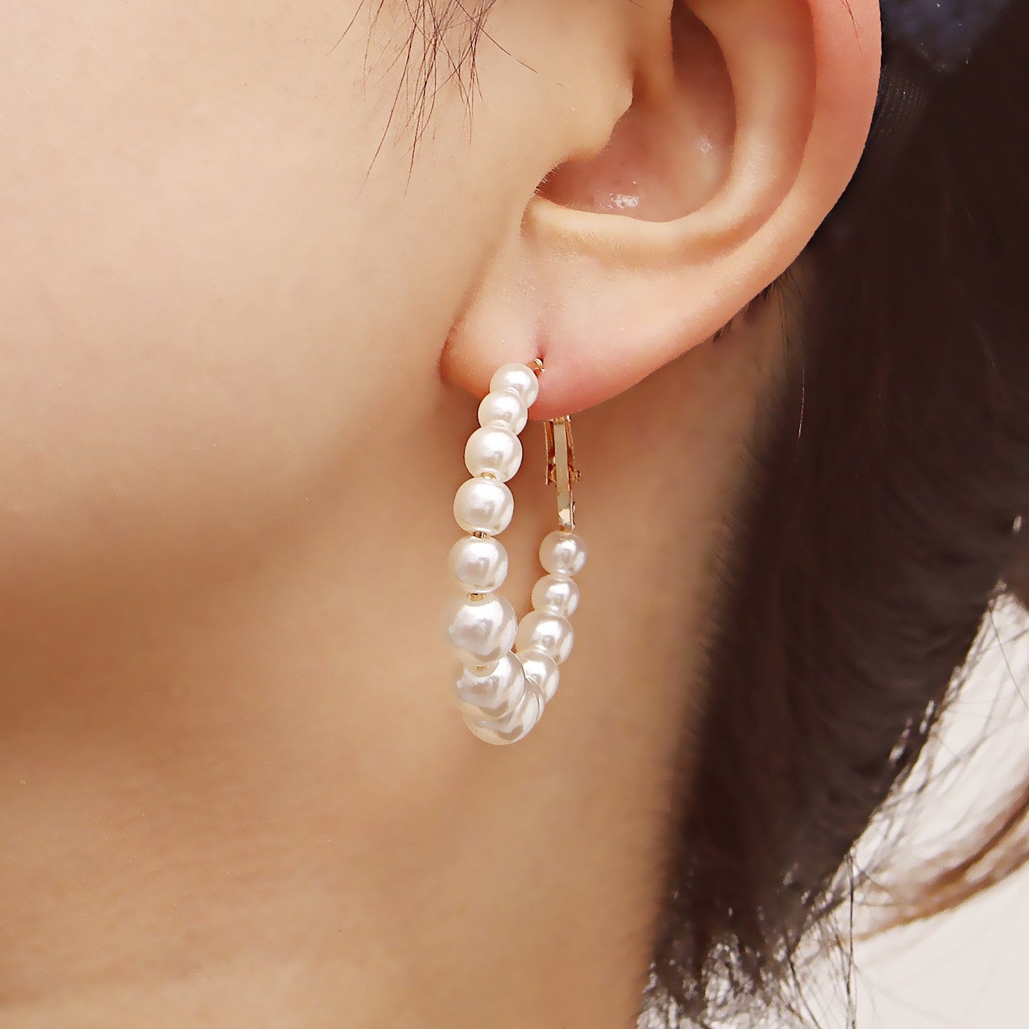 Explosive ins hot girl C-shaped imitation baroque pearl big ring earrings female earrings jewelry