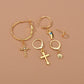 Accessories Fashion Personality Street Shooting Jesus Bible Ear Piercing Ear Clip Women's Earrings Combination Set 5 Pieces