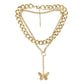 Fashion double thick chain necklace ins retro metal butterfly exaggerated personality chain hip-hop necklace